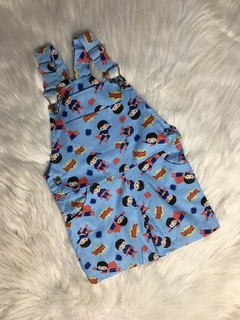 Jardineira Superman Azul Claro - G, 1 e 2