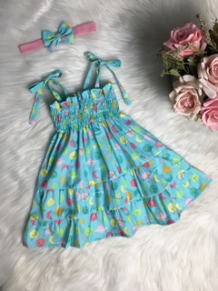 Vestido Candy Universo Azul Claro com Tiara