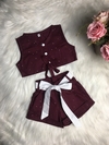 Conjunto Cropped com Short Vinho