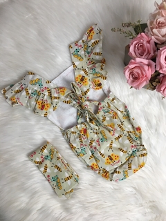 Banho de Sol com Turbante Abelhinhas - 0 a 6 meses - comprar online
