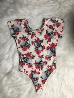 Body Caveirinhas com Pérolas - 2 anos