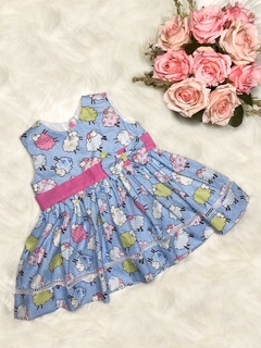 Vestido Ovelhinhas Azul Claro - M
