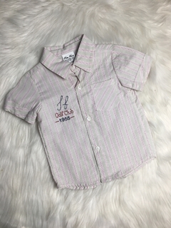 Camisa Social Listrada Bege - 1 e 3 anos