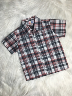 Camisa Xadrez Azul Marinho com Laranja - 1 ano