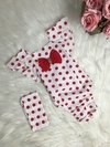 Banho de Sol com Turbante Poá Branco com Vermelho - 0 a 6 meses