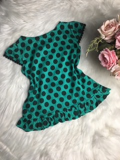 Vestido e Bata Poá Verde - 1 ano