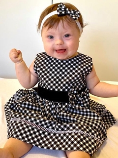 Vestido Xadrez Preto com Tiara - comprar online