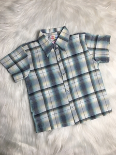 Camisa Xadrez Azul com Bege - 2 anos