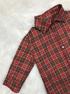 Body ou Camisa Social Manga Longa Xadrez Vermelho - comprar online