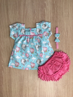 Vestido Pompom Balões com Tiara