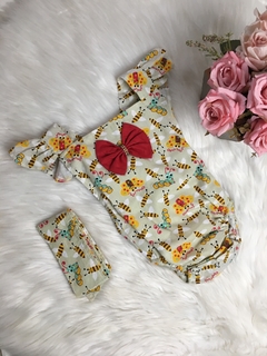 Banho de Sol com Turbante Abelhinhas - 0 a 6 meses