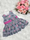 Vestido Baleinha Rosa com Cinza - M, G e 1 ano