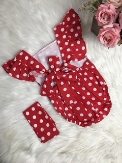 Banho de Sol com Turbante Poá Vermelho e Amarelo - 0 a 6 meses - comprar online