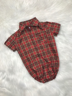 Body ou Camisa Social Manga Curta Xadrez Vermelho