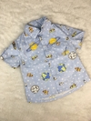 Camisa Social Manga Curta Astronauta Azul Claro - 1 ano