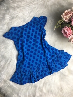 Vestido e Bata Poá Azul - 1 ano