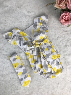 Banho de Sol com Turbante Nuvem Amarelo - 0 a 6 meses - comprar online