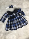 Vestido Xadrez Azul Flanelado - G (6 a 9 meses)