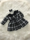 Vestido Xadrez Maior Preto Flanelado - M e G