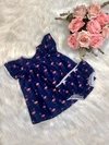 Bata com Calcinha e Tiara Flamingo Azul Marinho
