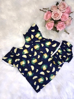 Bata com Calcinha e Tiara Limão Siciliano Azul Marinho - comprar online