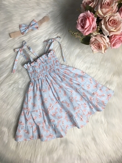 Vestido Candy Raposinha Salmão com Tiara