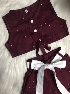 Conjunto Cropped com Short Vinho - comprar online