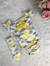Banho de Sol com Turbante Nuvem Amarelo - 0 a 6 meses