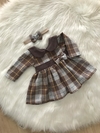 Vestido Xadrez Bege Flanelado - G (6 a 9 meses)