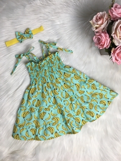 Vestido Candy Bananinhas com Tiara