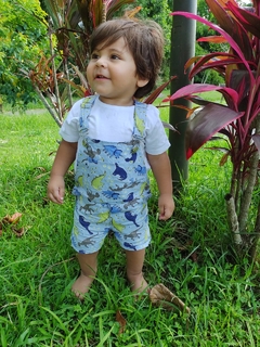 Jardineira Dinossauros Azul Claro - G, 1 e 2 anos - comprar online