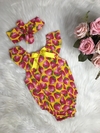 Romper Morangos Amarelo com Laço - M