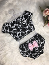 Conjunto Cropped com Bunda Rica Bolas Preto, Branco e Rosa - 1 ano