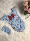 Banho de Sol com Turbante Raposinha Azul Claro - 0 a 6 meses