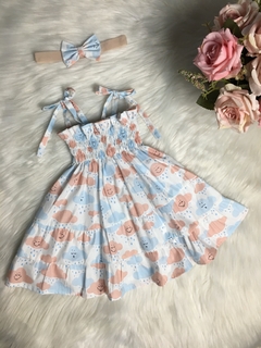 Vestido Candy Nuvem Salmão com Tiara