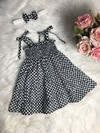 Vestido Candy Xadrez Preto com Tiara