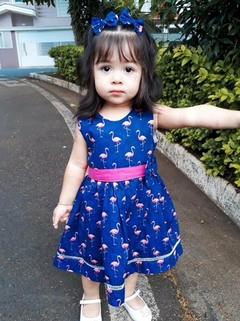 Vestido Flamingo Azul Marinho - G