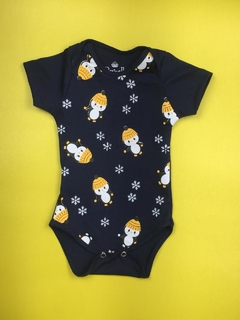 Body Mini Pinguins Azul Marinho