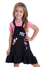 Salopete Preta com Blusa Rosa - 2 anos