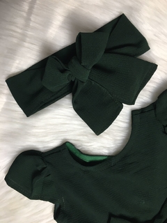 Vestido Crepe Verde Militar com Laço - 1 ano na internet
