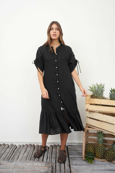VESTIDO CATALINA - LINO NEGRO