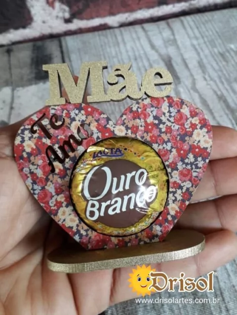 Porta Bombom Mãe Te Amo - MDF COM TECIDO 3 MM - L0262 - PEDIDO MINIMO 5 UNIDADES (Não acompanha chocolate)