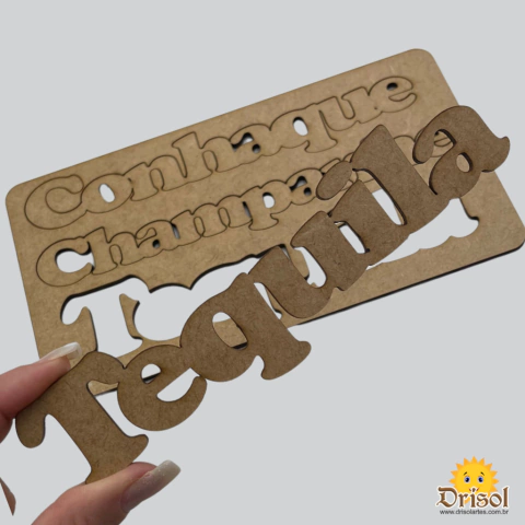 Conhaque, Champanhe e Tequila - Apliques em MDF
