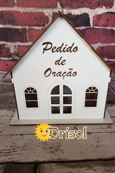 IGREJA COFRE MEDIDAS: 24 cm frente x 26 cm lateral x 23 cm altura - MDF 3 MM BRANCO - L0100