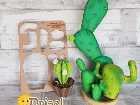 M886 - Cactos Grandes - Gabarito em MDF