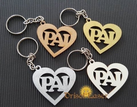 Chaveiro Coração Pai Pequeno - MDF 3 MM - L0271