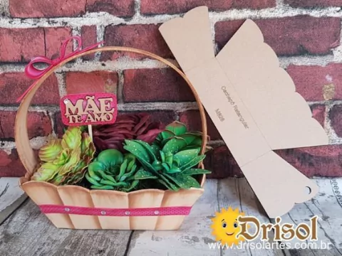 M838 - Cachepô Retangular Grande 20 x 16 cm - Gabarito em MDF