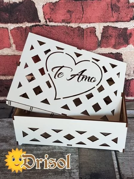 ﻿Caixa Coração Te Amo (desmontada Mdf Branco de 3 MM) - L0165