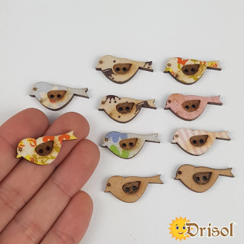 BP72 - Pássarinhos - Botões em MDF