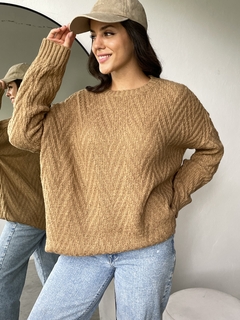 MAXI SWEATER LARGO TEJIDO HILO FRIZA TRAMADO ZIG ZAG - AGATHA - comprar online